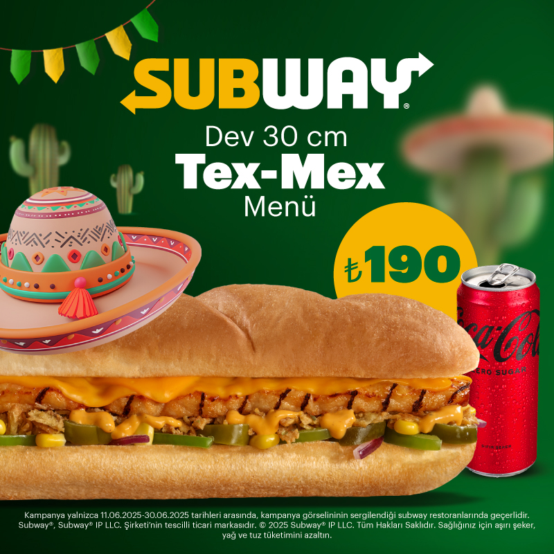 Dev 30 cm Tex-Mex Menü 190 TL!